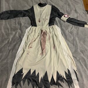 Girl’s Bloody Nurse Costume- Long Sleeve Halloween Size 12/14 - Juniors Dress